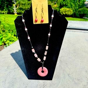 Women’s beaded necklace and earrings